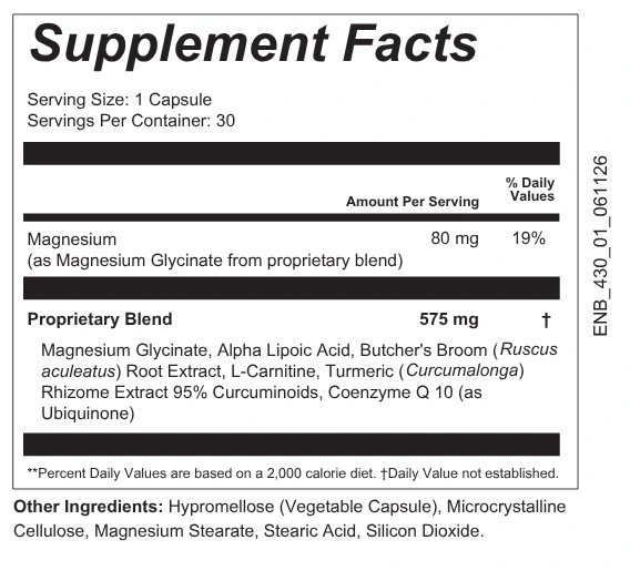 The Neuralisse Supplement Facts panel: magnesium 80 mg at 19% of the Daily Value, and a 575 mg proprietary blend of six ingredients