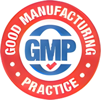 Good Manufacturing Practice seal, supplied as separate artwork